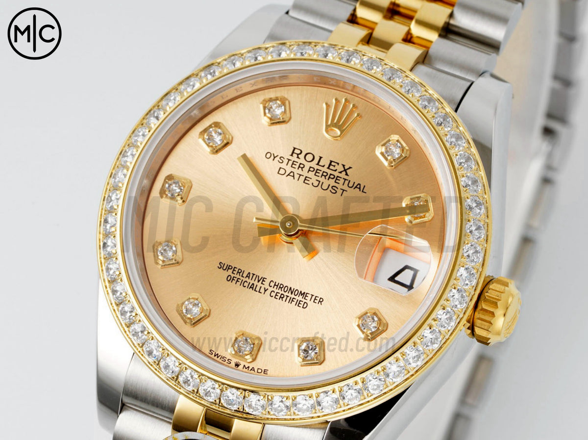 DateJust 31mm 女款 278383 不鏽鋼／黃金金色錶盤配 Jubilee 錶帶 - 高級版