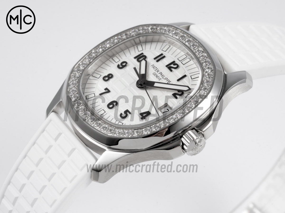Aquanaut 5067A 35.6mm SS 白色紋理錶盤配白色橡膠錶帶 石英 - 高級版