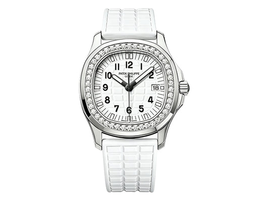 Aquanaut 5067A 35.6mm SS White Textured Dial on White Rubber Strap Quartz – Premium Edition