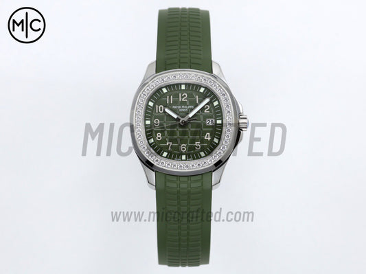 Aquanaut 5267 38.8mm SS Green Textured Dial on Green Rubber Strap Quartz – Premium Edition
