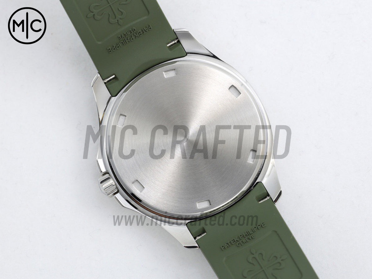 Aquanaut 5267 38.8mm SS 綠色紋理錶盤配綠色橡膠錶帶 石英 - 高級版