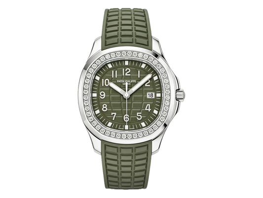 Aquanaut 5267 38.8mm SS Green Textured Dial on Green Rubber Strap Quartz – Premium Edition