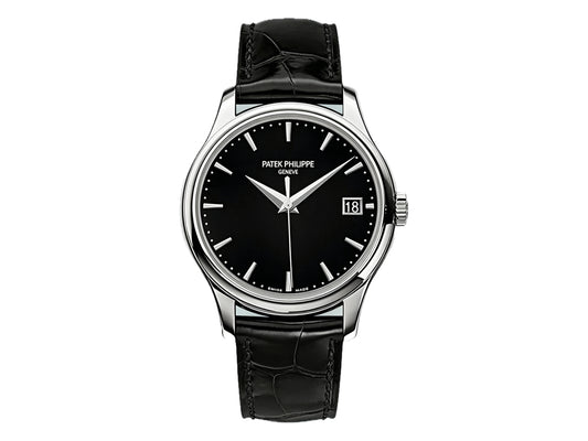 Calatrava 5227 39mm SS Black Dial on Black Leather Strap – Premium Edition