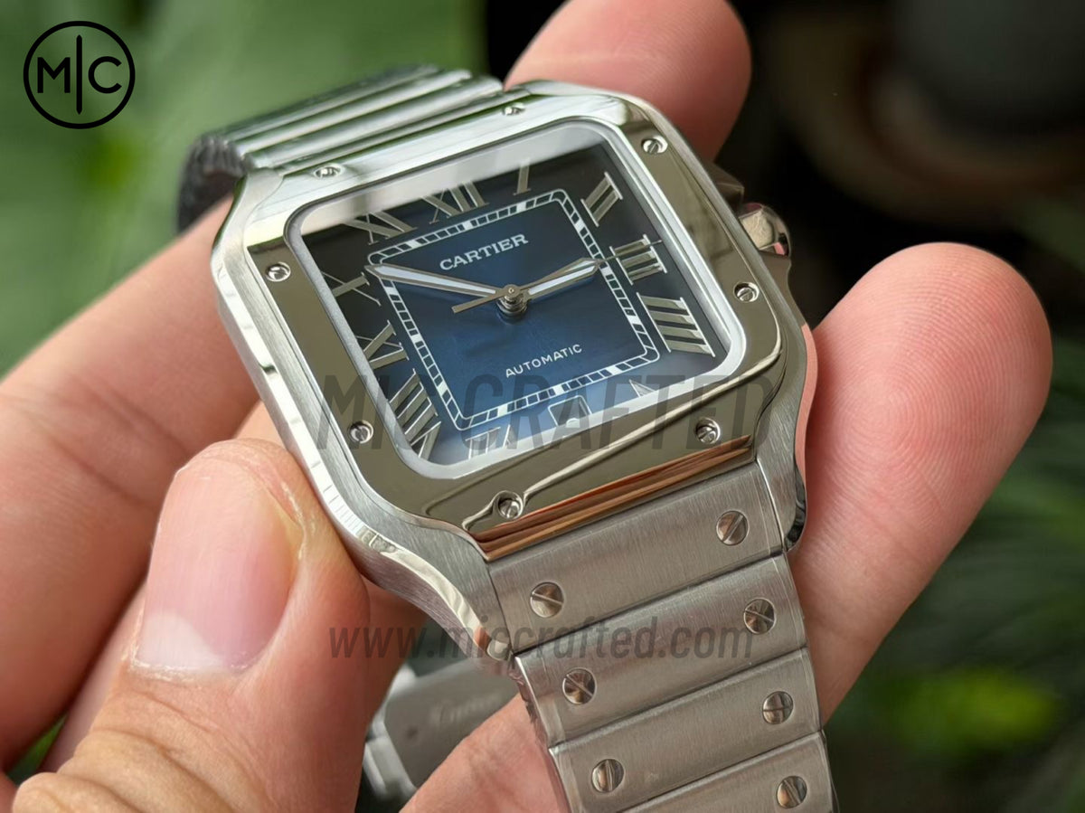 Santos De Cartier 40mm 藍色錶盤配 SS SmartLinks 錶鏈 - 尊享版