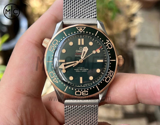 Seamaster 300M 42mm Diver Titanium/Bronze Green Dial on Titanium Mesh Bracelet – Premium Edition
