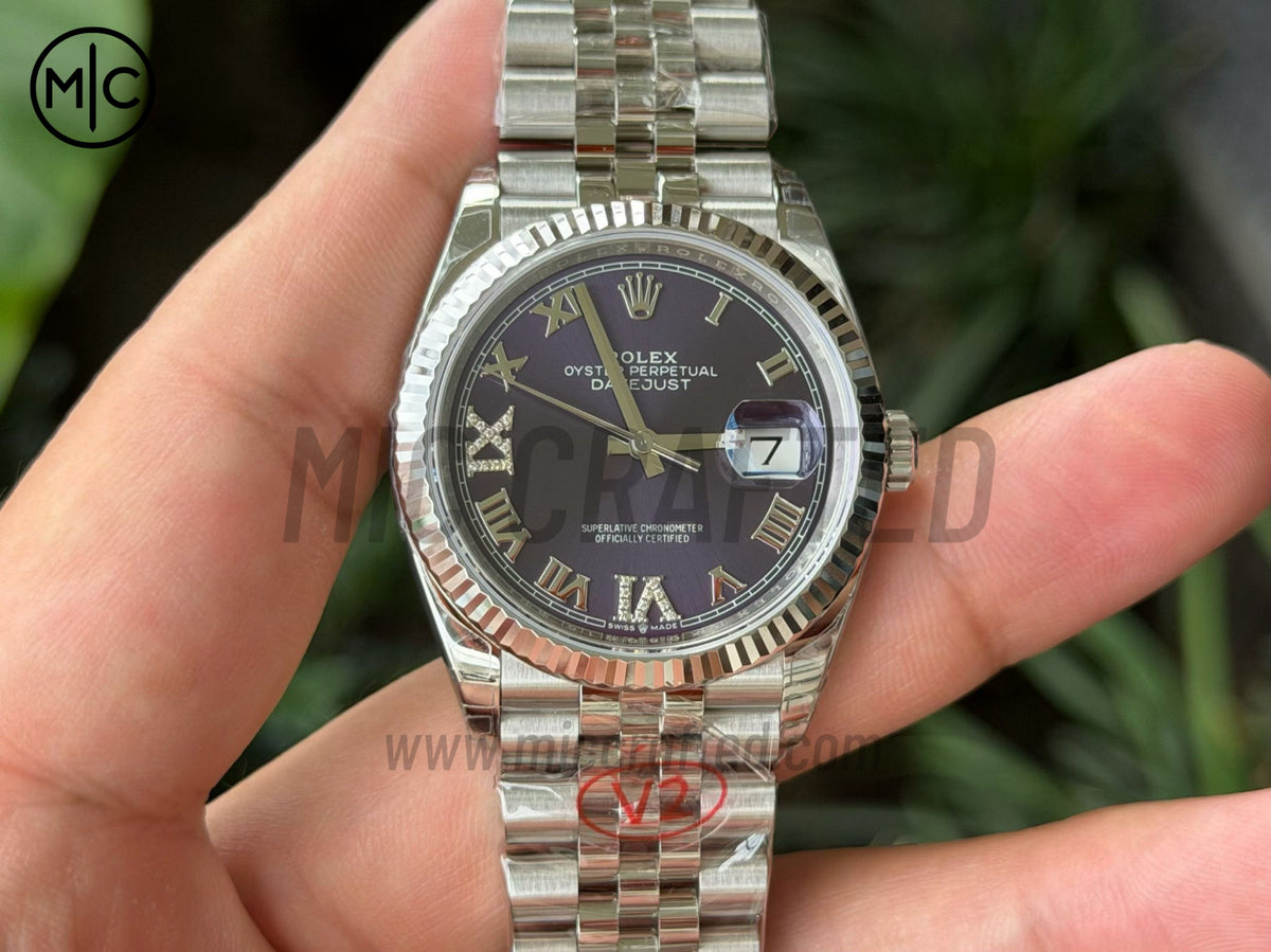 DateJust 36mm 126234 SS 紫色羅馬數字錶盤配 Jubilee 錶鏈 - 高級版
