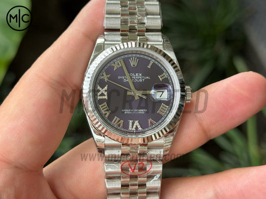DateJust 36mm 126234 SS Purple Roman Dial on Jubilee Bracelet – Premium Edition