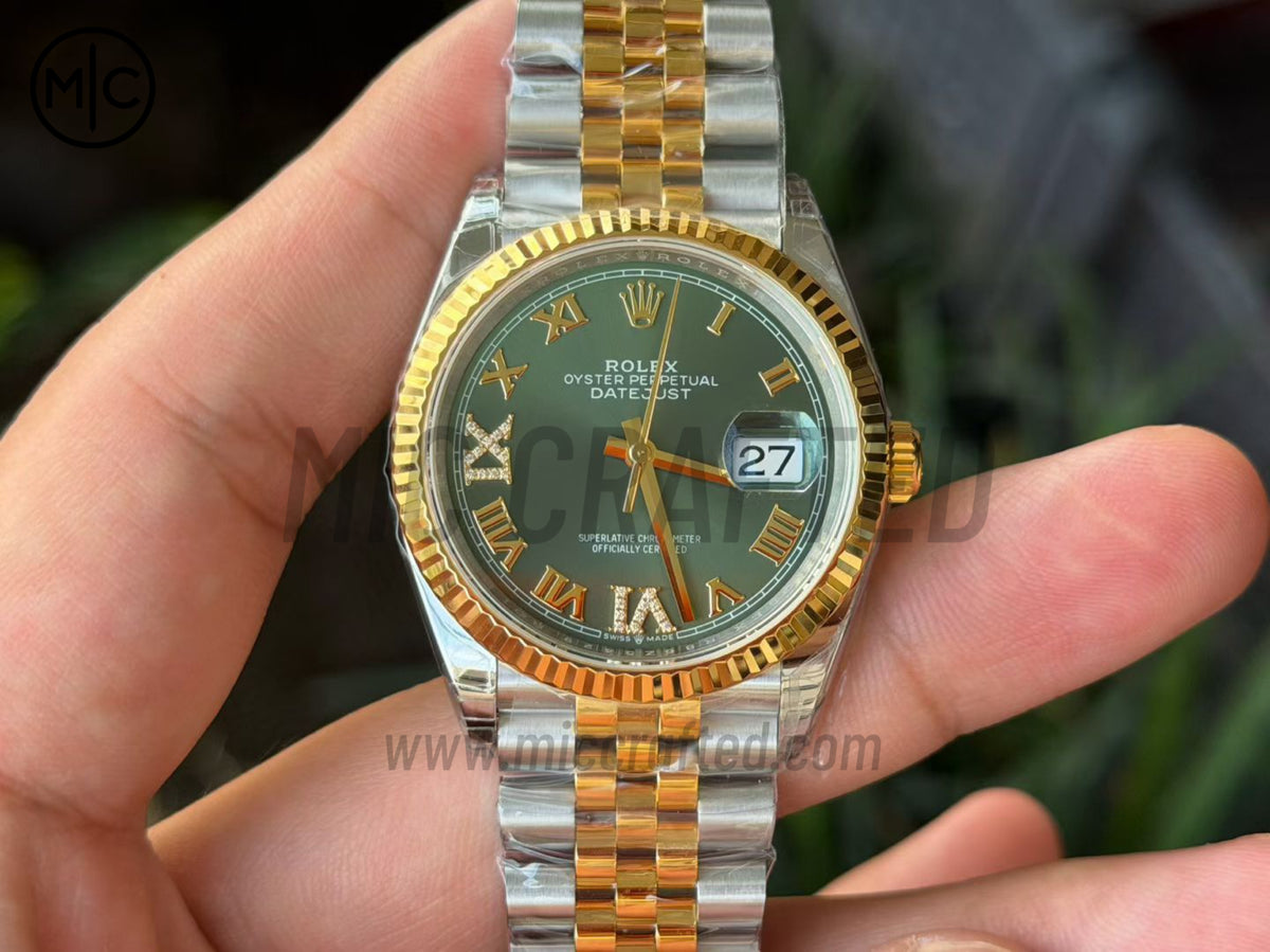 DateJust 36mm 126233 SS/YG Green Roman Dial on Jubilee Bracelet – Premium Edition
