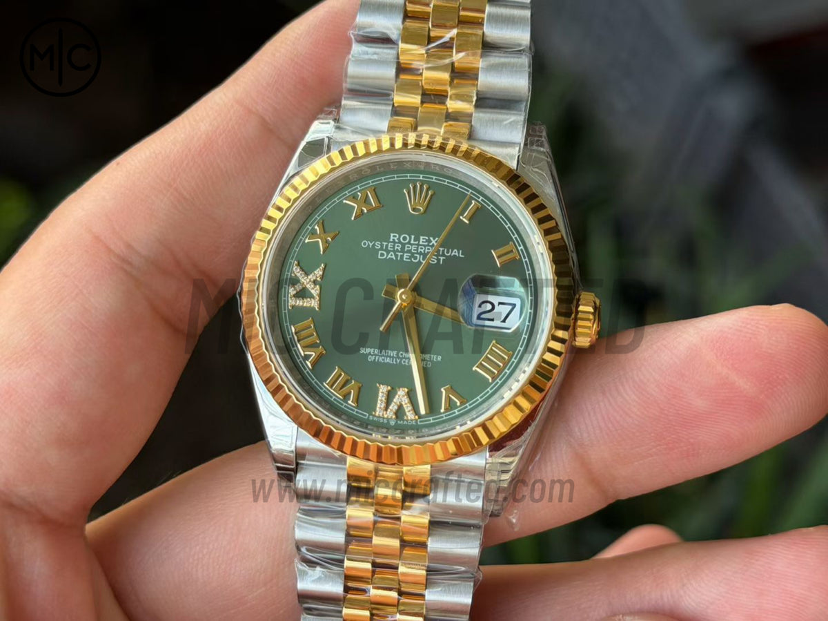 DateJust 36mm 126233 SS/YG Green Roman Dial on Jubilee Bracelet – Premium Edition