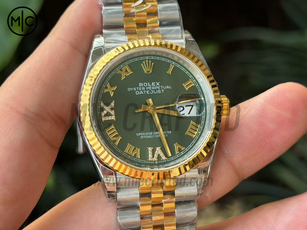 DateJust 36mm 126233 SS/YG Green Roman Dial on Jubilee Bracelet – Premium Edition