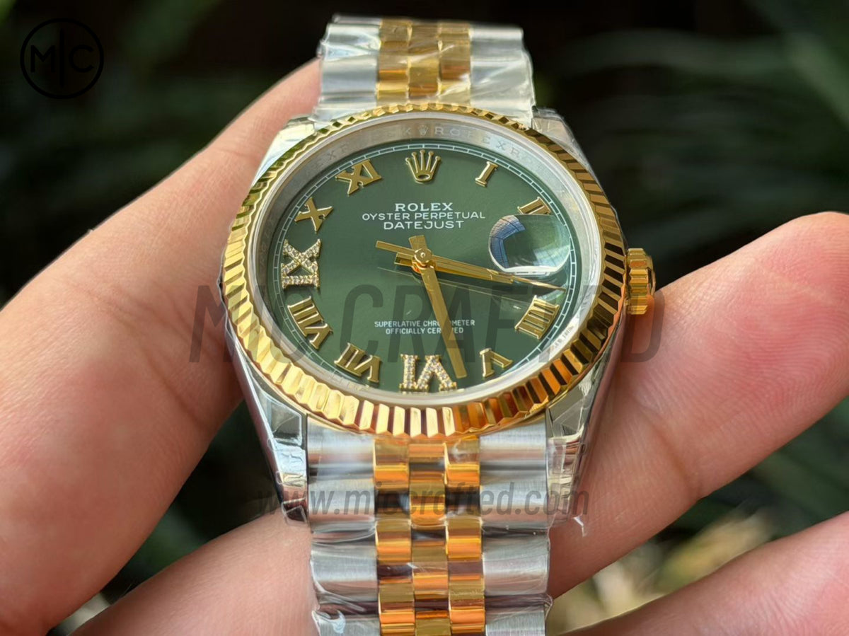DateJust 36mm 126233 SS/YG Green Roman Dial on Jubilee Bracelet – Premium Edition