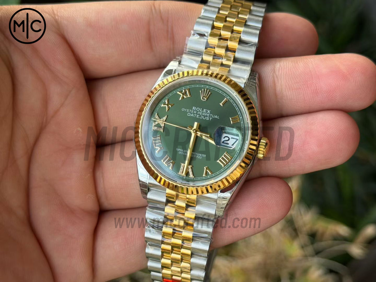 DateJust 36mm 126233 SS/YG Green Roman Dial on Jubilee Bracelet – Premium Edition