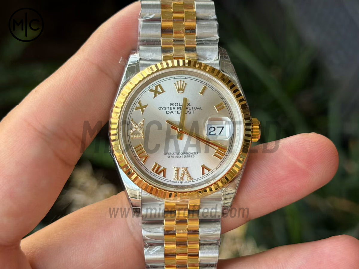 DateJust 36mm 126233 SS/YG 銀色羅馬數字錶盤配 Jubilee 錶鏈 - 高級版