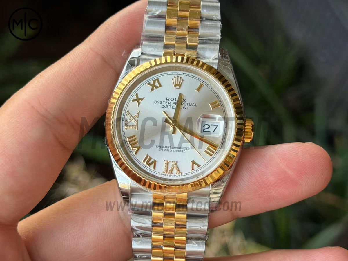 DateJust 36mm 126233 SS/YG 銀色羅馬數字錶盤配 Jubilee 錶鏈 - 高級版