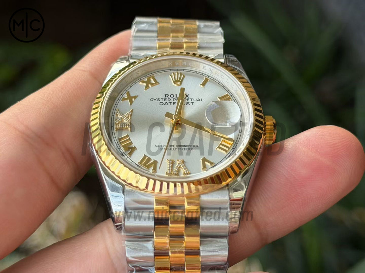 DateJust 36mm 126233 SS/YG 銀色羅馬數字錶盤配 Jubilee 錶鏈 - 高級版