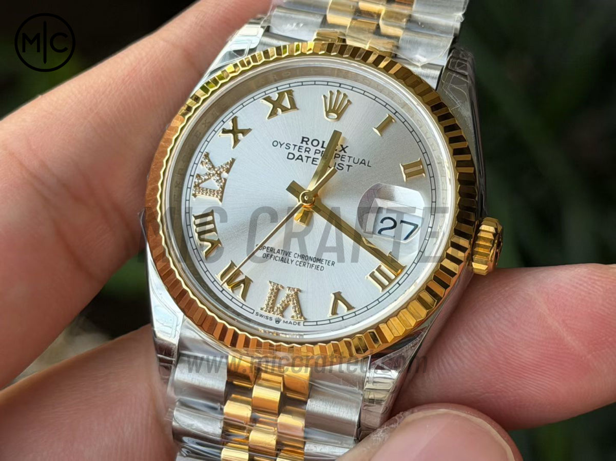 DateJust 36mm 126233 SS/YG 銀色羅馬數字錶盤配 Jubilee 錶鏈 - 高級版
