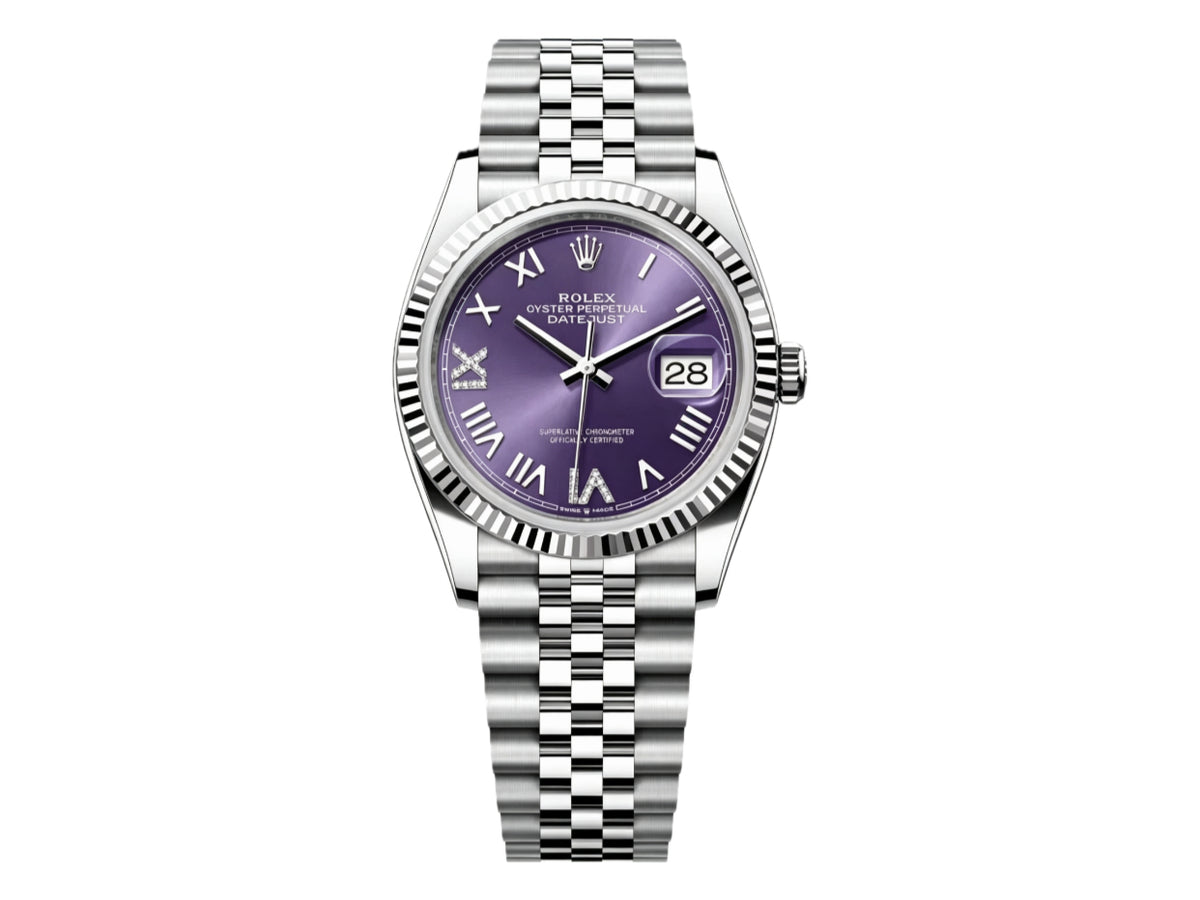 DateJust 36mm 126234 SS 紫色羅馬數字錶盤配 Jubilee 錶鏈 - 高級版