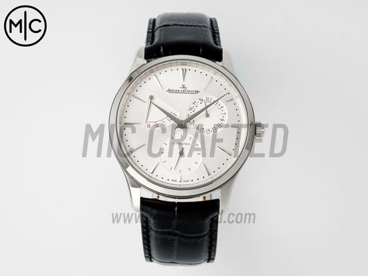 Master Ultra Thin 39mm Power Reserve SS White Dial on Black Leather Strap – Premium Edition