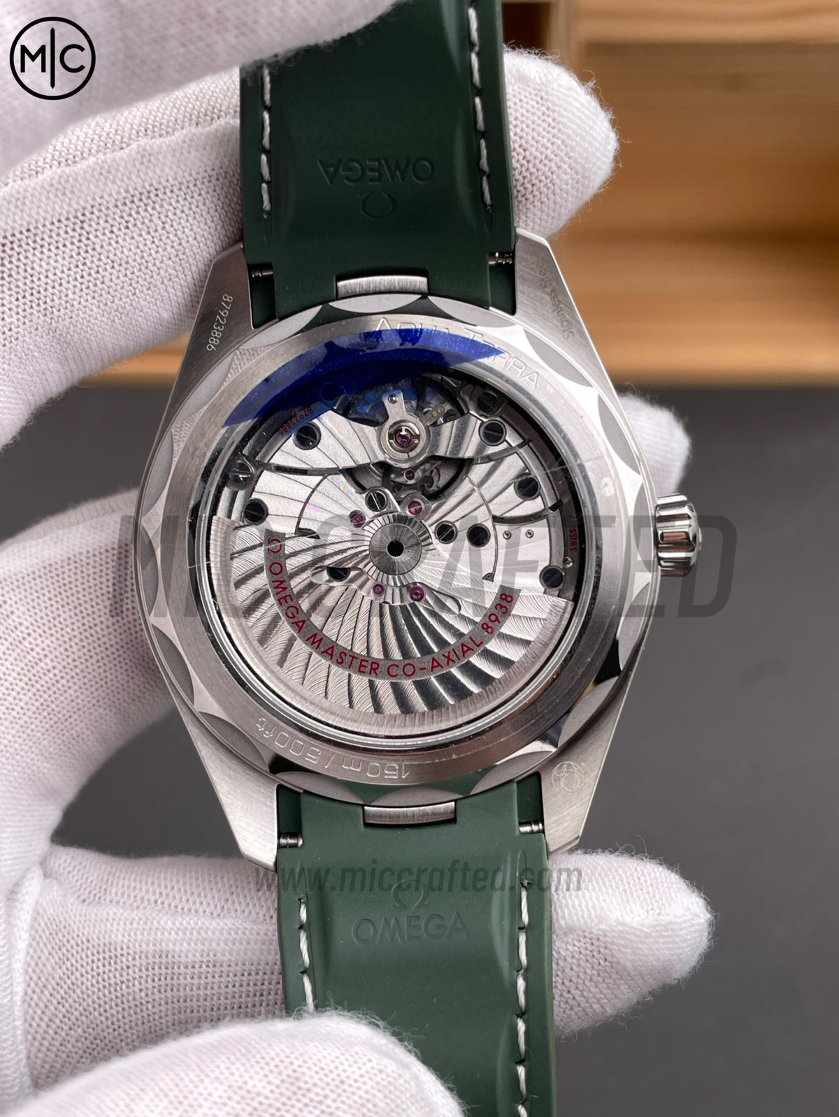 Aqua Terra GMT Worldtimer 43mm Green Ceramic on Green Rubber Strap – Premium Edition