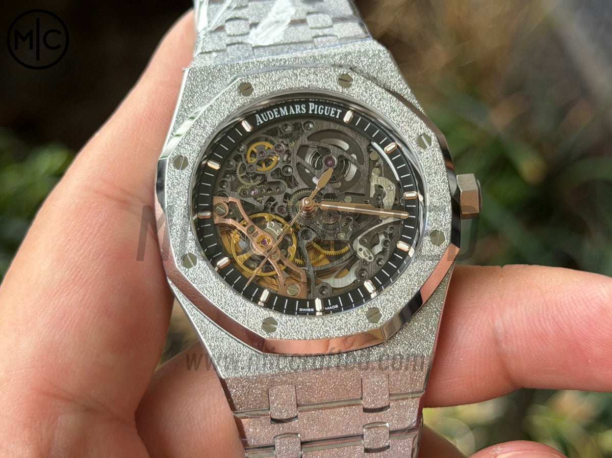 Royal Oak 41mm Openworked 15407 Frosted SS Skeleton Dial on SS Bracelet – Premium Edition