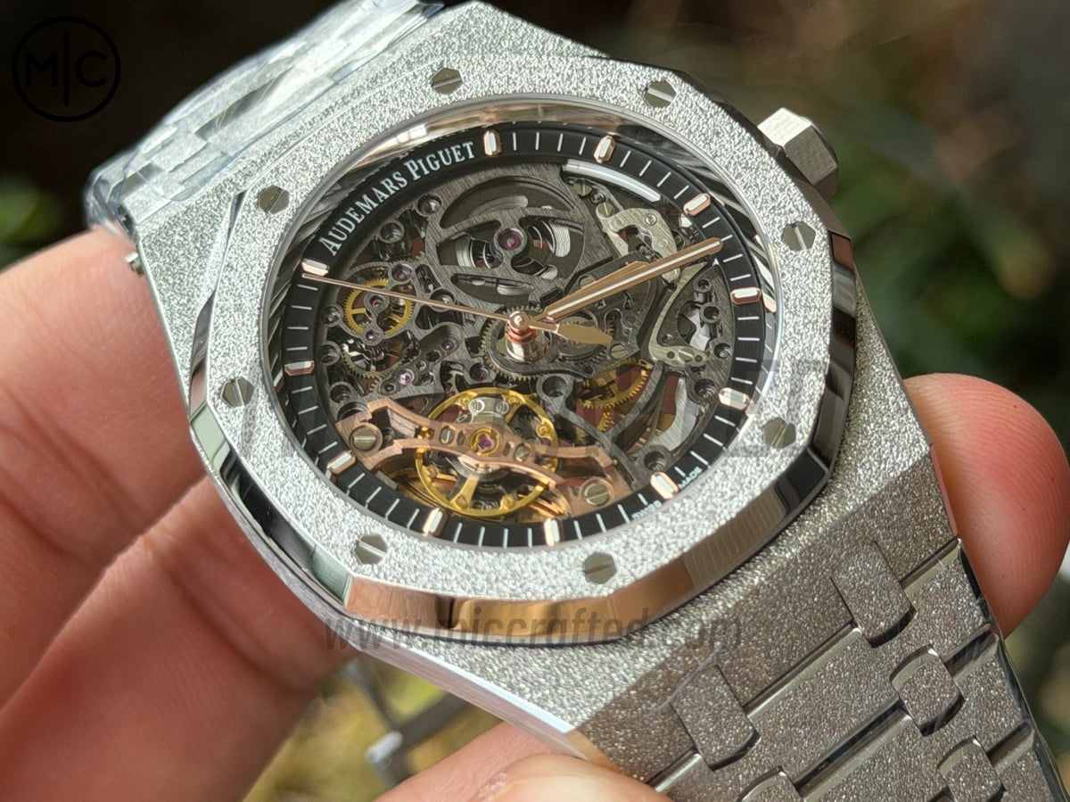 Royal Oak 41mm Openworked 15407 Frosted SS Skeleton Dial on SS Bracelet – Premium Edition
