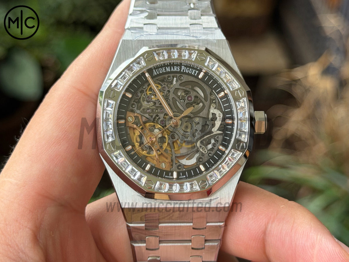Royal Oak 41mm Openworked 15412BC SS Diamonds Bezel on SS Bracelet – Premium Edition