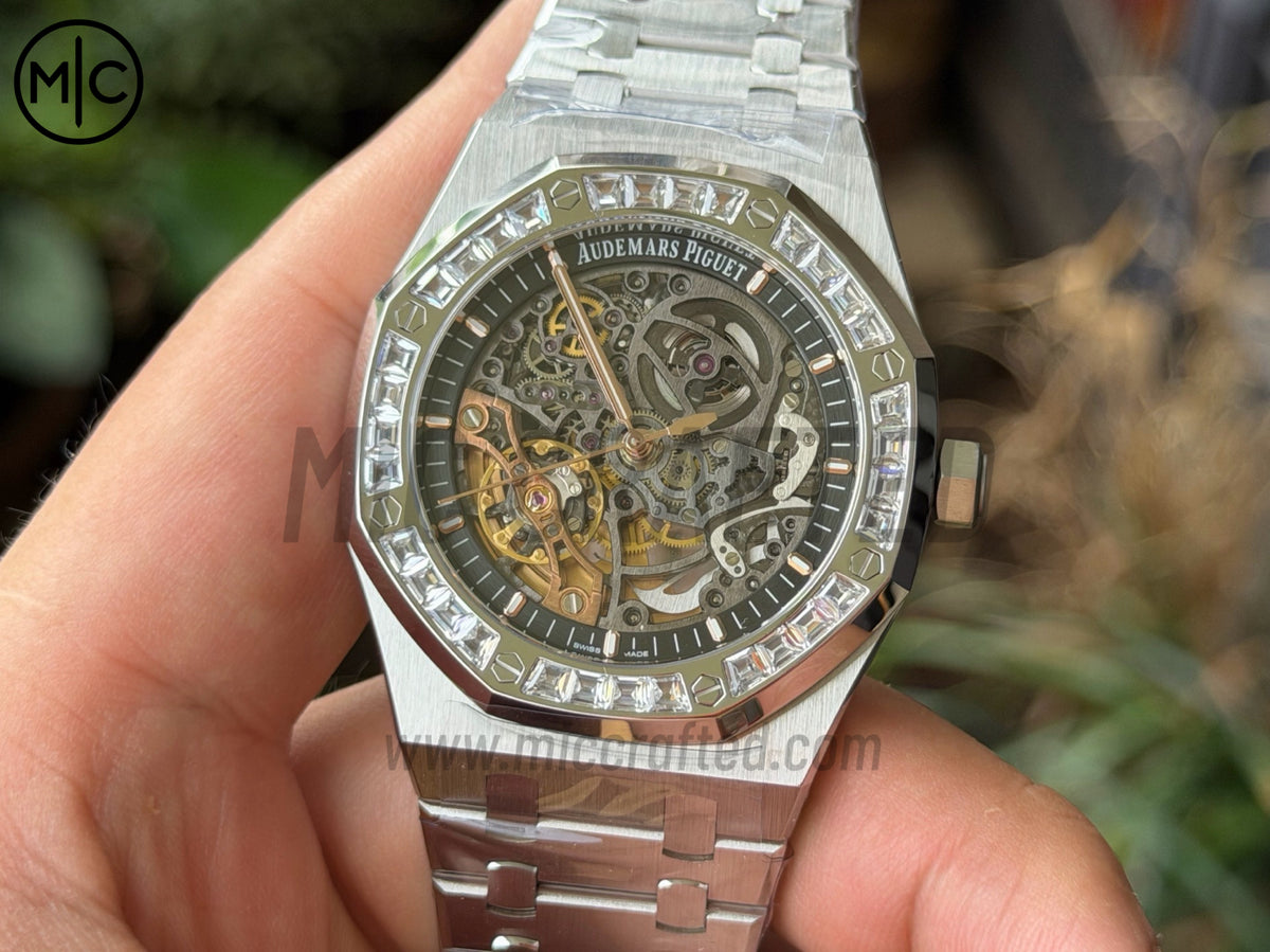 Royal Oak 41mm Openworked 15412BC SS Diamonds Bezel on SS Bracelet – Premium Edition
