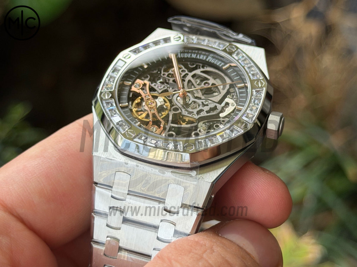 Royal Oak 41mm Openworked 15412BC SS Diamonds Bezel on SS Bracelet – Premium Edition
