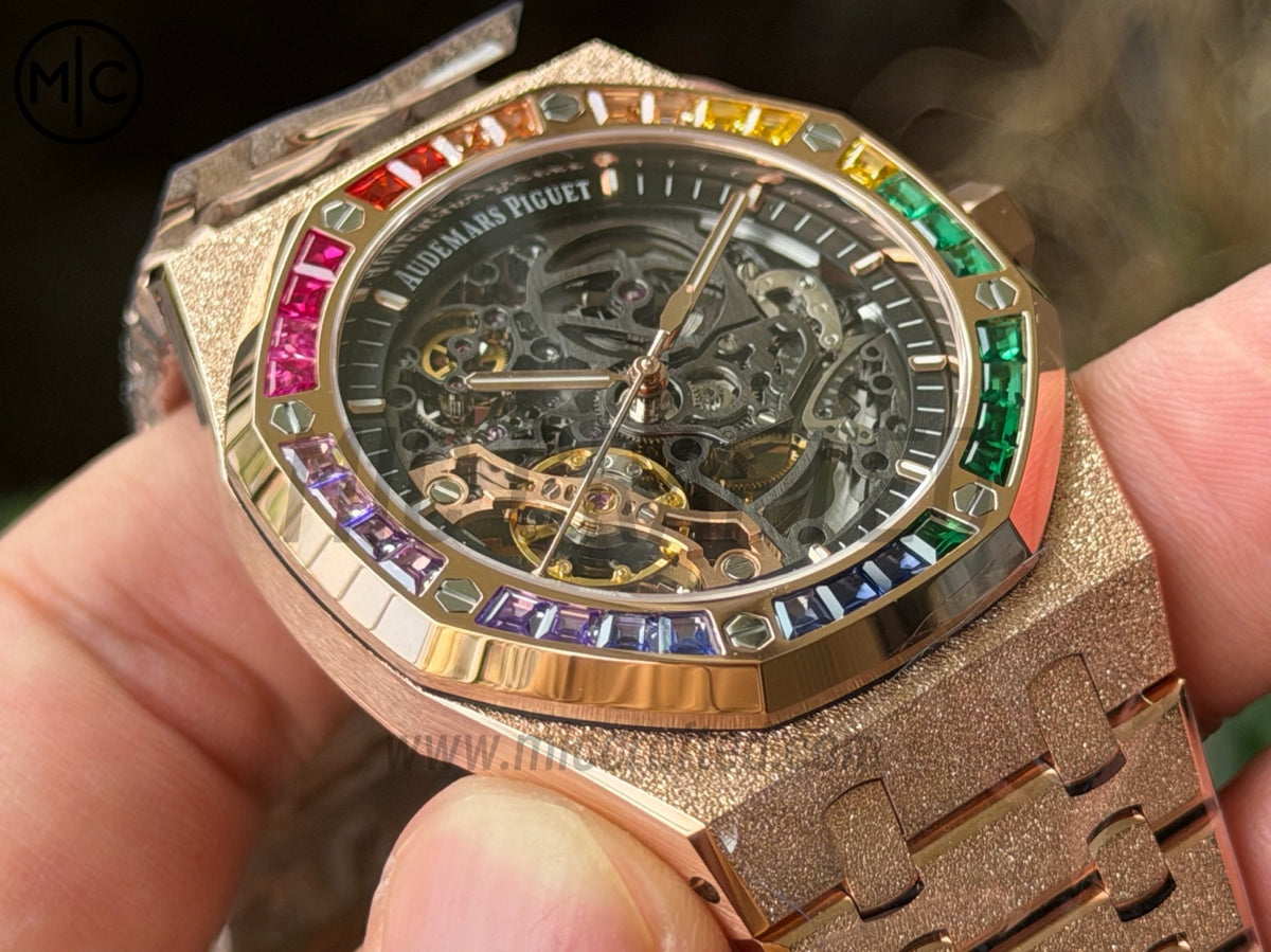 Royal Oak 41mm Openworked 15412OR Diamonds Bezel Skeleton Frosted on RG Bracelet – Premium Edition