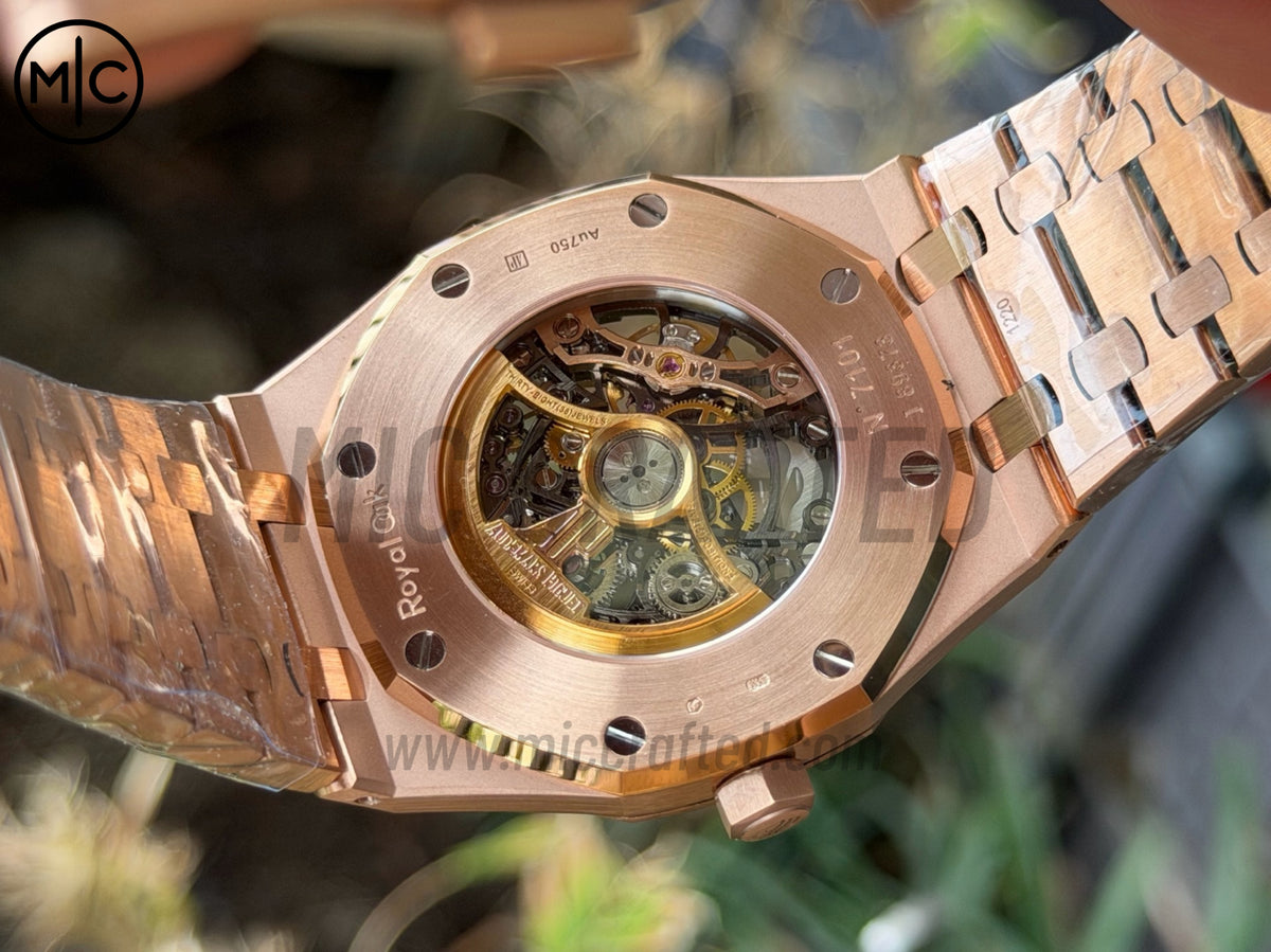 Royal Oak 41mm Openworked 15412OR Diamonds Bezel Skeleton Frosted on RG Bracelet – Premium Edition