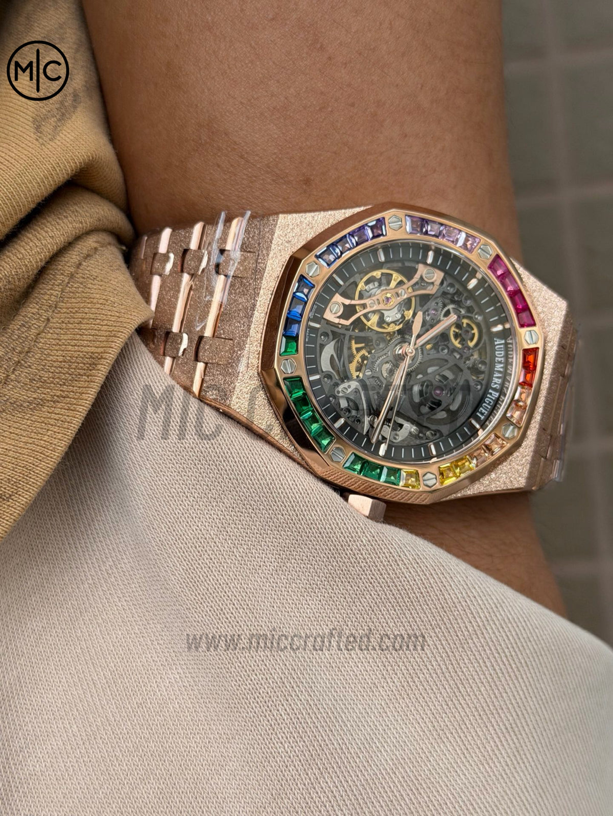 Royal Oak 41mm Openworked 15412OR Diamonds Bezel Skeleton Frosted on RG Bracelet – Premium Edition