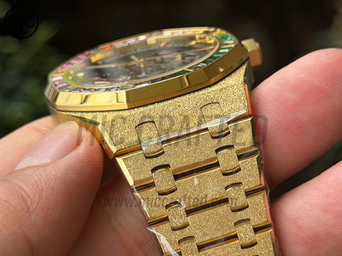 Royal Oak 41mm Openworked 15412BA Diamonds Bezel Skeleton Frosted on YG Bracelet – Premium Edition