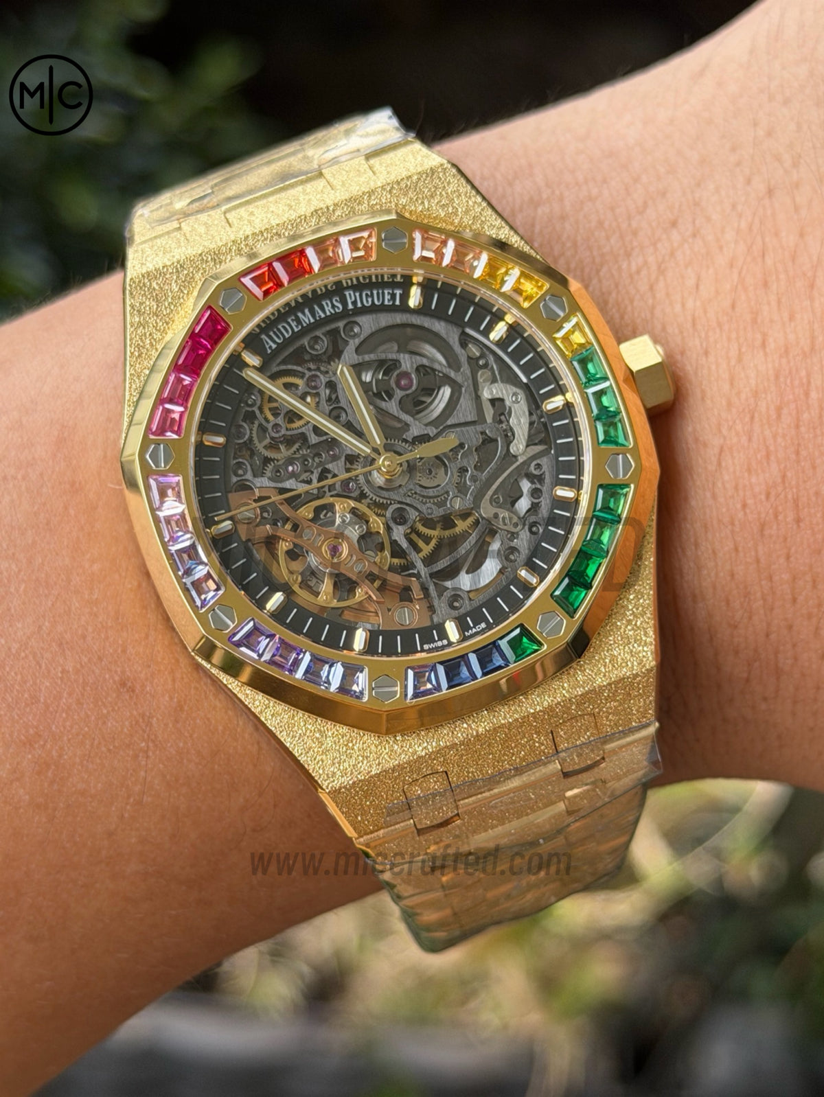 Royal Oak 41mm Openworked 15412BA Diamonds Bezel Skeleton Frosted on YG Bracelet – Premium Edition