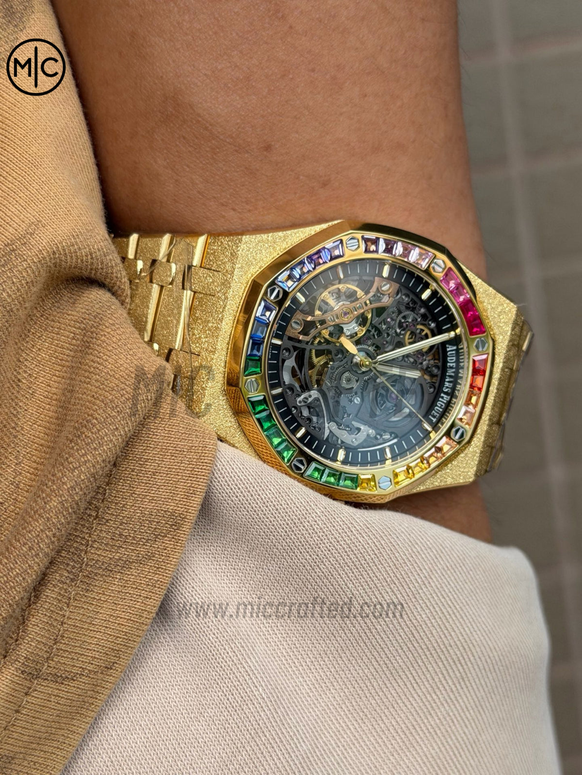 Royal Oak 41mm Openworked 15412BA Diamonds Bezel Skeleton Frosted on YG Bracelet – Premium Edition