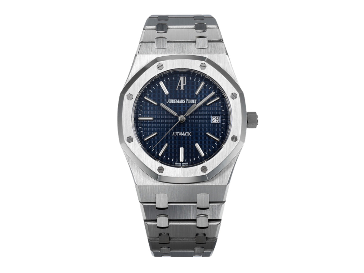 Royal Oak 39mm 15300 不鏽鋼 藍色紋理錶盤搭配不鏽鋼錶鏈 - 尊享版