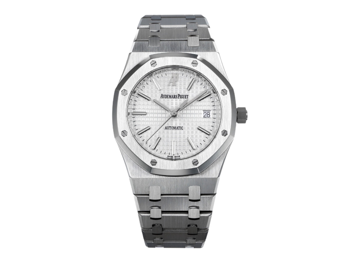 Royal Oak 39mm 15300 不鏽鋼 白色紋理錶盤搭配不鏽鋼錶鏈 - 尊享版