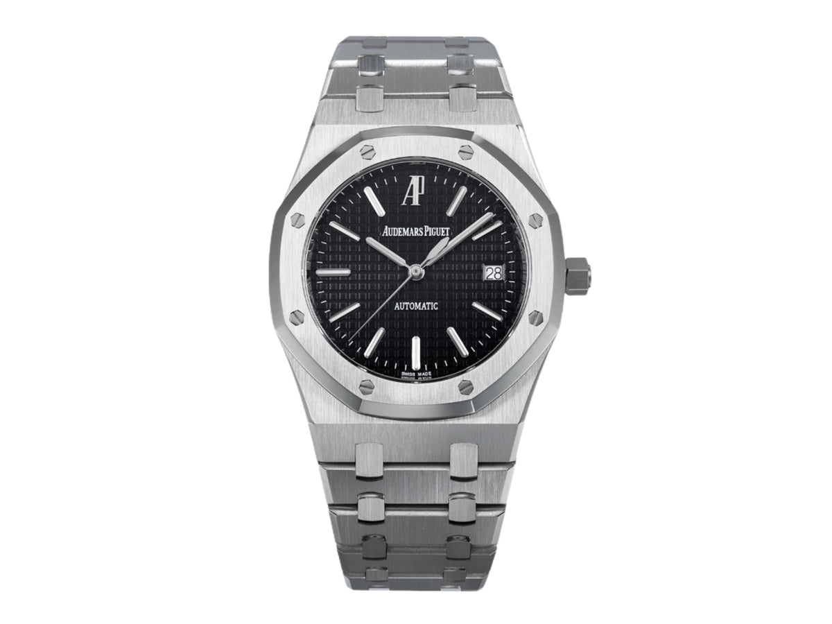 Royal Oak 39mm 15300 不鏽鋼 黑色紋理錶盤搭配不鏽鋼錶鏈 - 尊享版