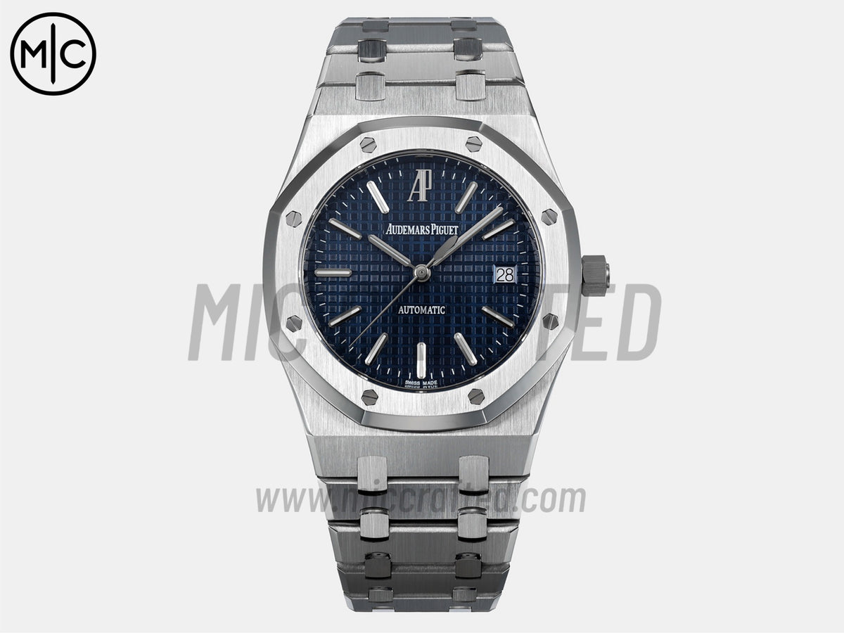 Royal Oak 39mm 15300 不鏽鋼 藍色紋理錶盤搭配不鏽鋼錶鏈 - 尊享版
