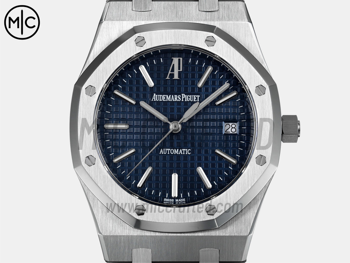 Royal Oak 39mm 15300 不鏽鋼 藍色紋理錶盤搭配不鏽鋼錶鏈 - 尊享版