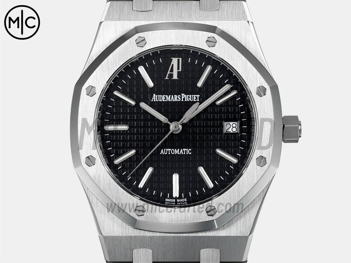 Royal Oak 39mm 15300 不鏽鋼 黑色紋理錶盤搭配不鏽鋼錶鏈 - 尊享版