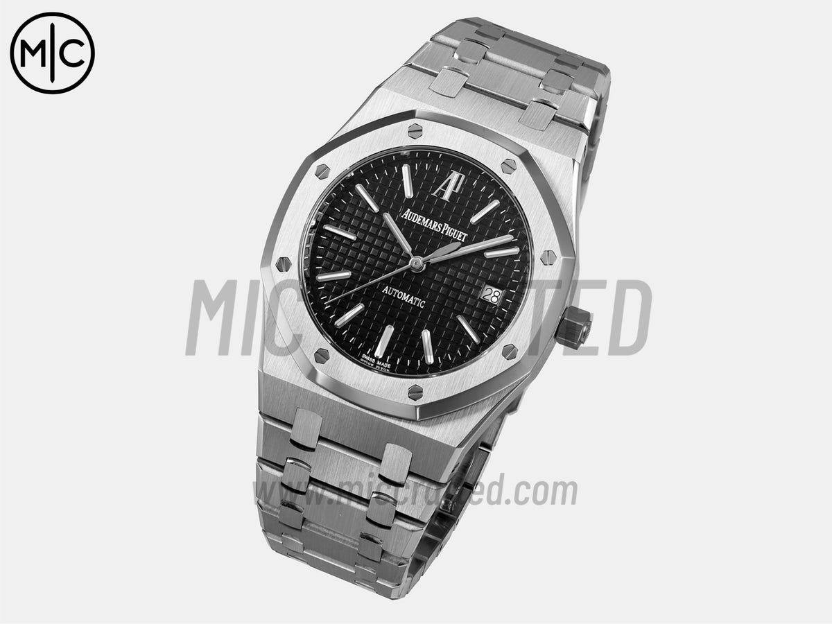Royal Oak 39mm 15300 不鏽鋼 黑色紋理錶盤搭配不鏽鋼錶鏈 - 尊享版