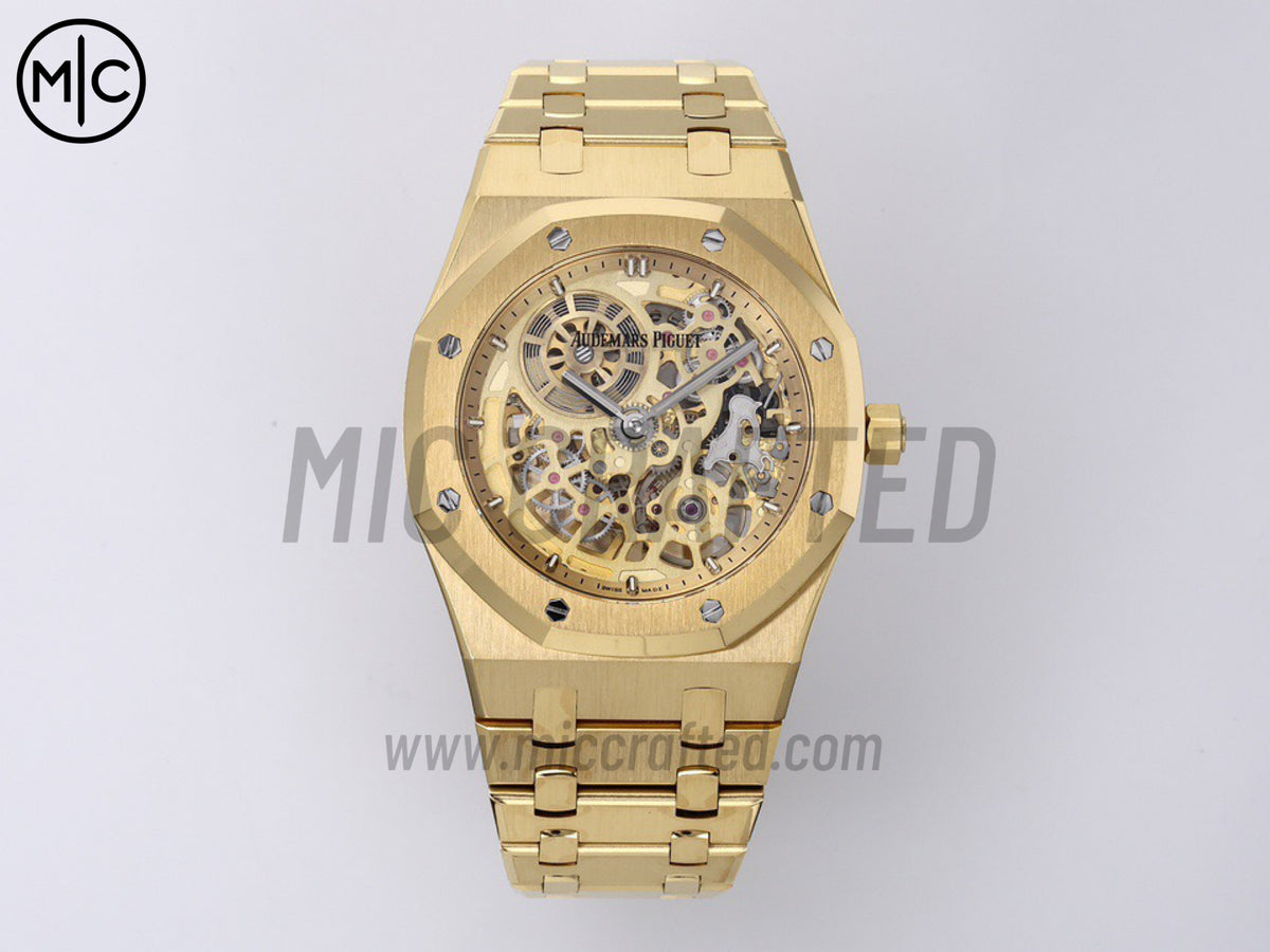 Royal Oak Openworked 16204 39mm YG Skeleton Dial on YG Bracelet – Premium Edition