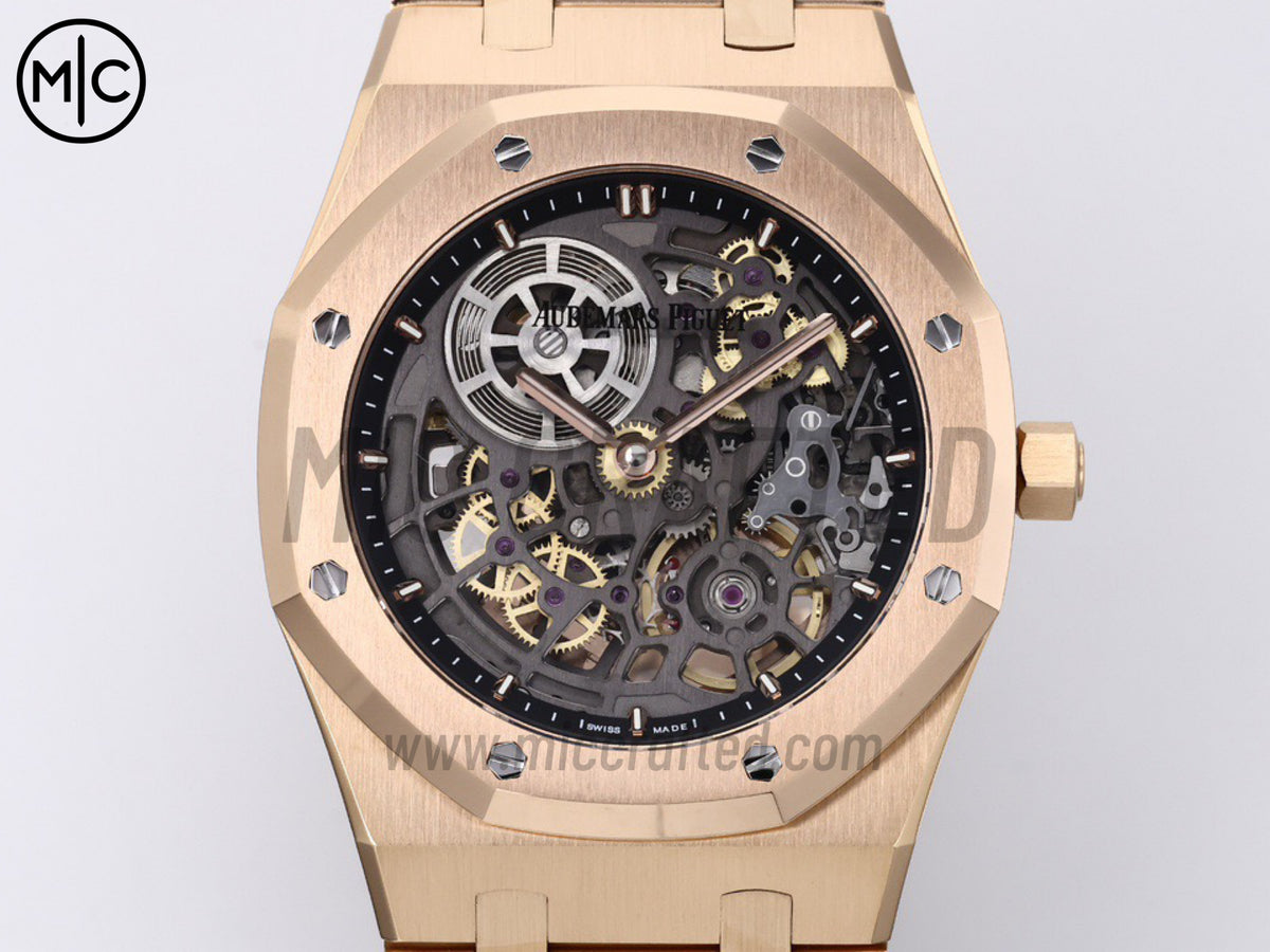 Royal Oak Openworked 16204 39mm 玫瑰金 鏤空錶盤搭配玫瑰金錶鏈 - 尊享版