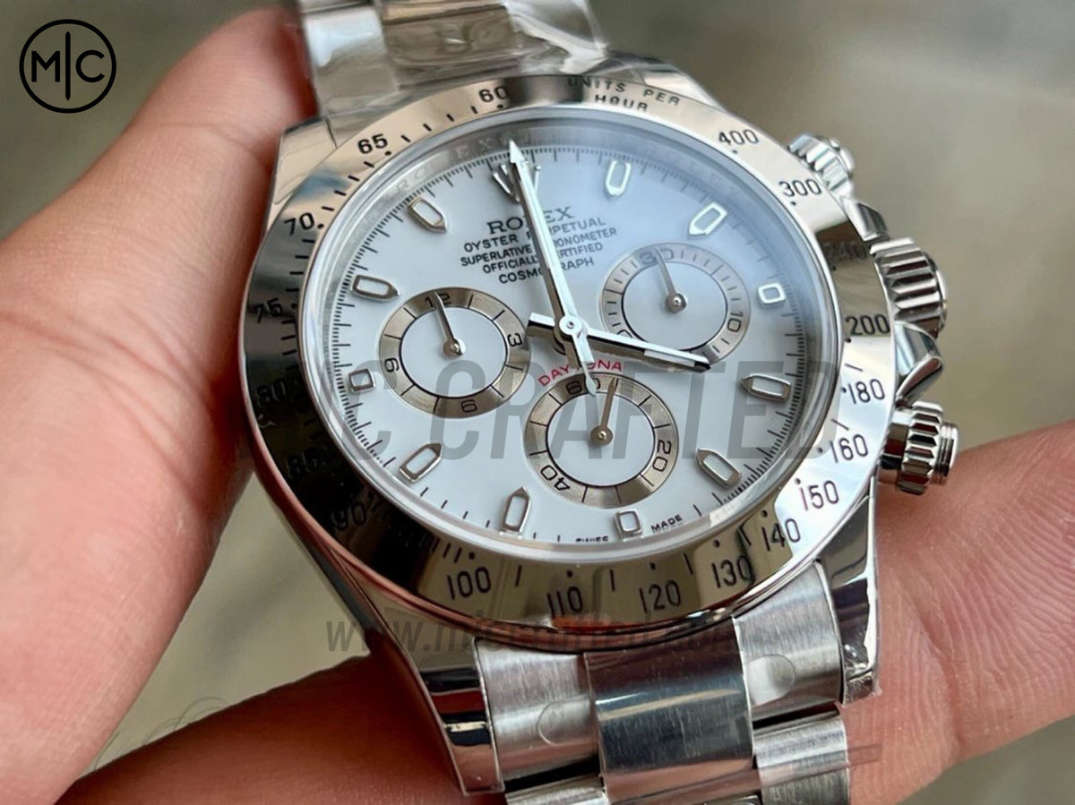 Daytona 116520 904L 精鋼白色錶盤配 SS 錶鏈 - 尊享版