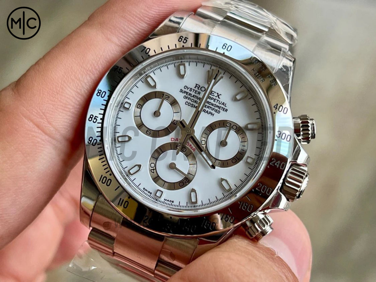 Daytona 116520 904L 精鋼白色錶盤配 SS 錶鏈 - 尊享版