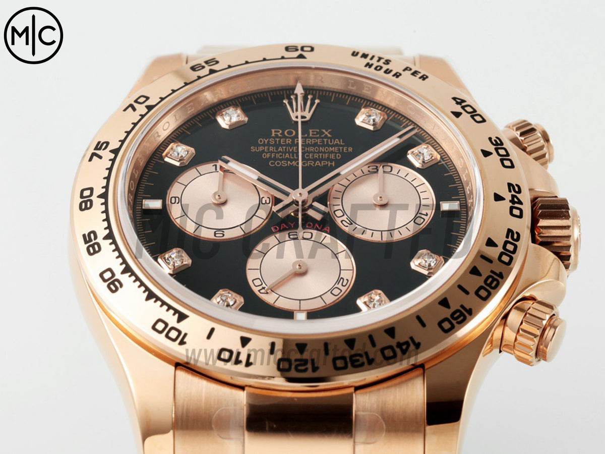 Daytona 126505 Black/RG Diamonds Dial on RG Bracelet – Premium Edition