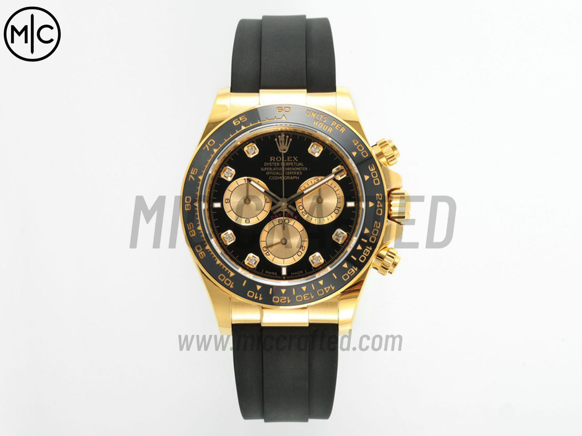 Daytona 126518 Black/YG Diamonds Dial on Oysterflex Strap – Premium Edition