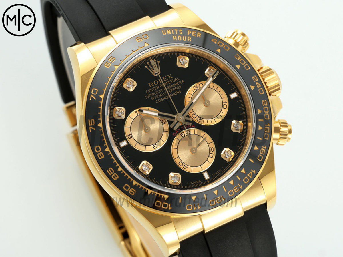 Daytona 126518 Black/YG Diamonds Dial on Oysterflex Strap – Premium Edition