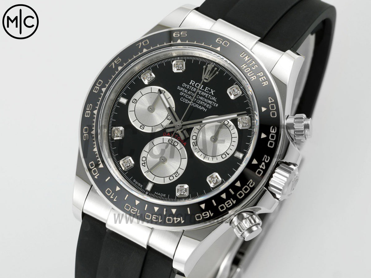 Daytona 126519 Black/Silver Diamonds Dial on Oysterflex Strap – Premium Edition