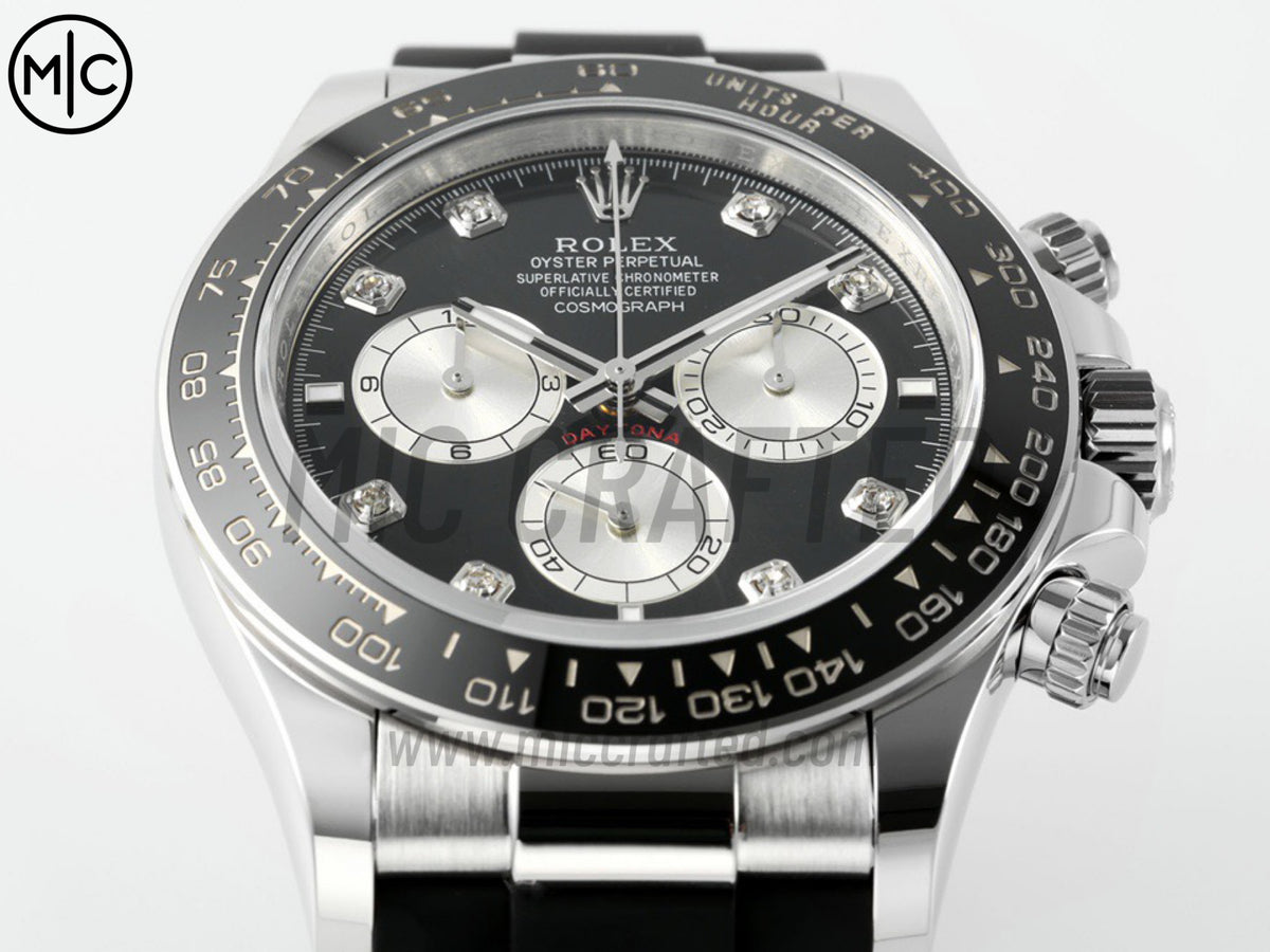 Daytona 126519 Black/Silver Diamonds Dial on Oysterflex Strap – Premium Edition